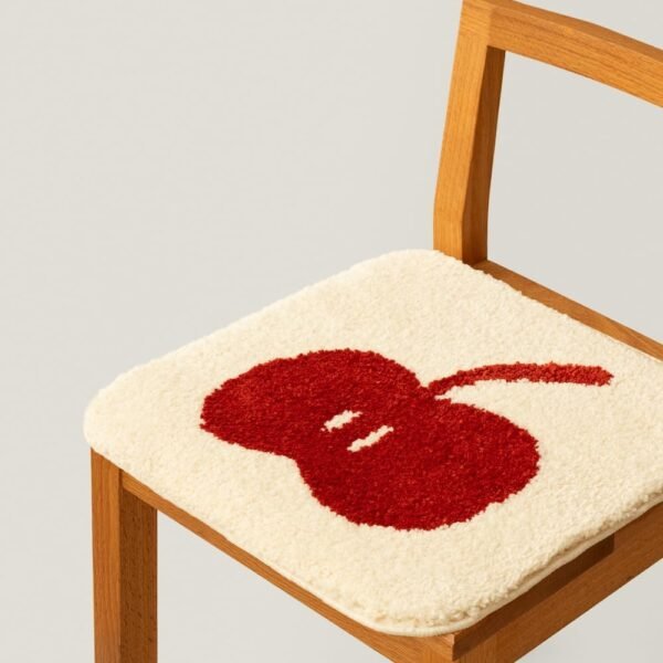 Rounded square orchard-themed chair cushion
