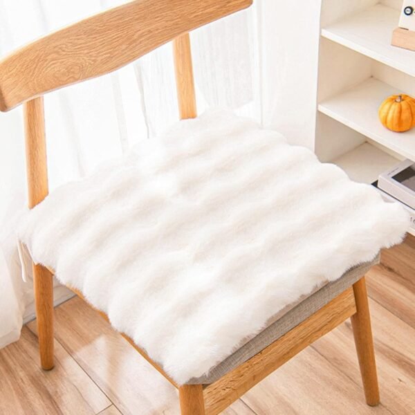 Square faux rabbit fur seat cushion