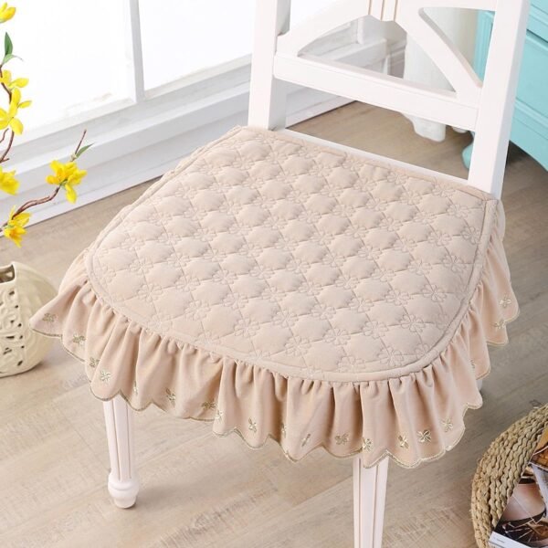 Lace ruffle dining chair cushion