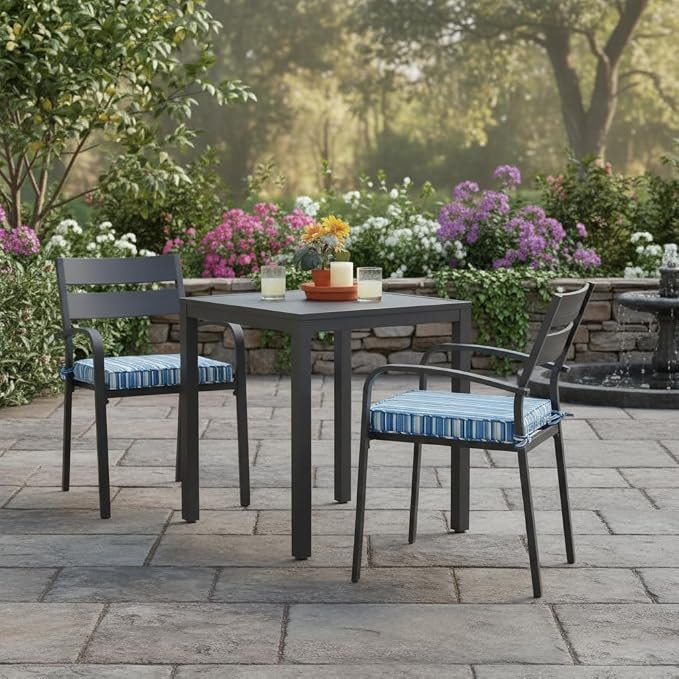 Patio chair cushions fiber filled reversible seat pads with ties