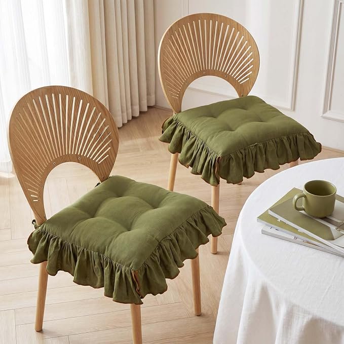 Chair cushions fabric seat pads with ties non slip for chairs