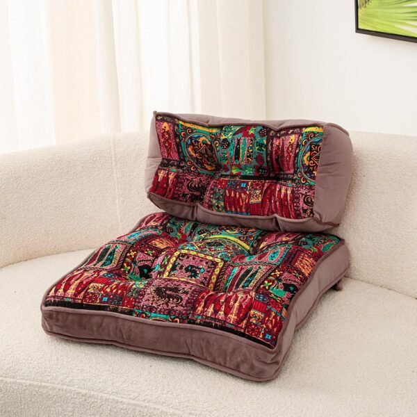 Velvet chair seat cushions printed soft chair pads with ties