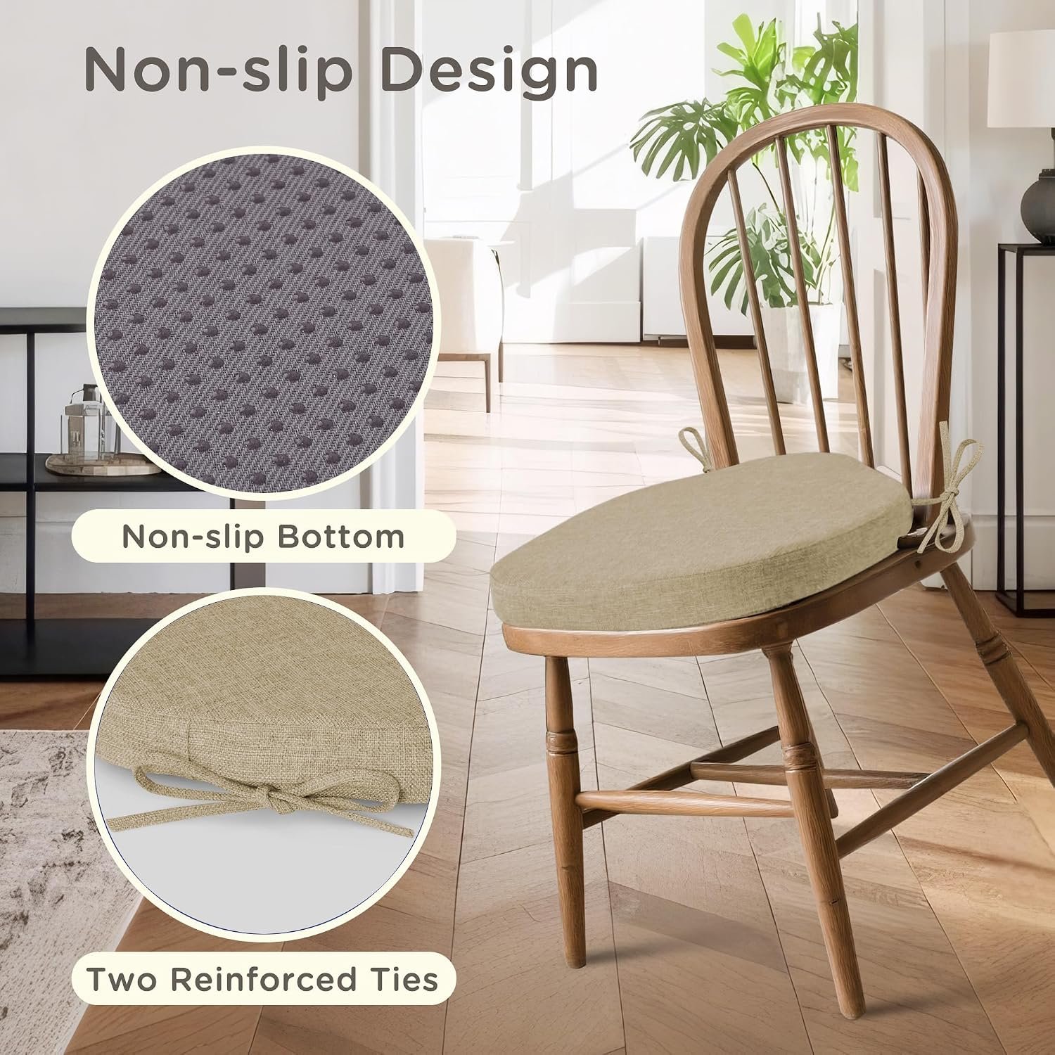 Dining chair cushions non slip seat pad with ties washable foam - Image 2