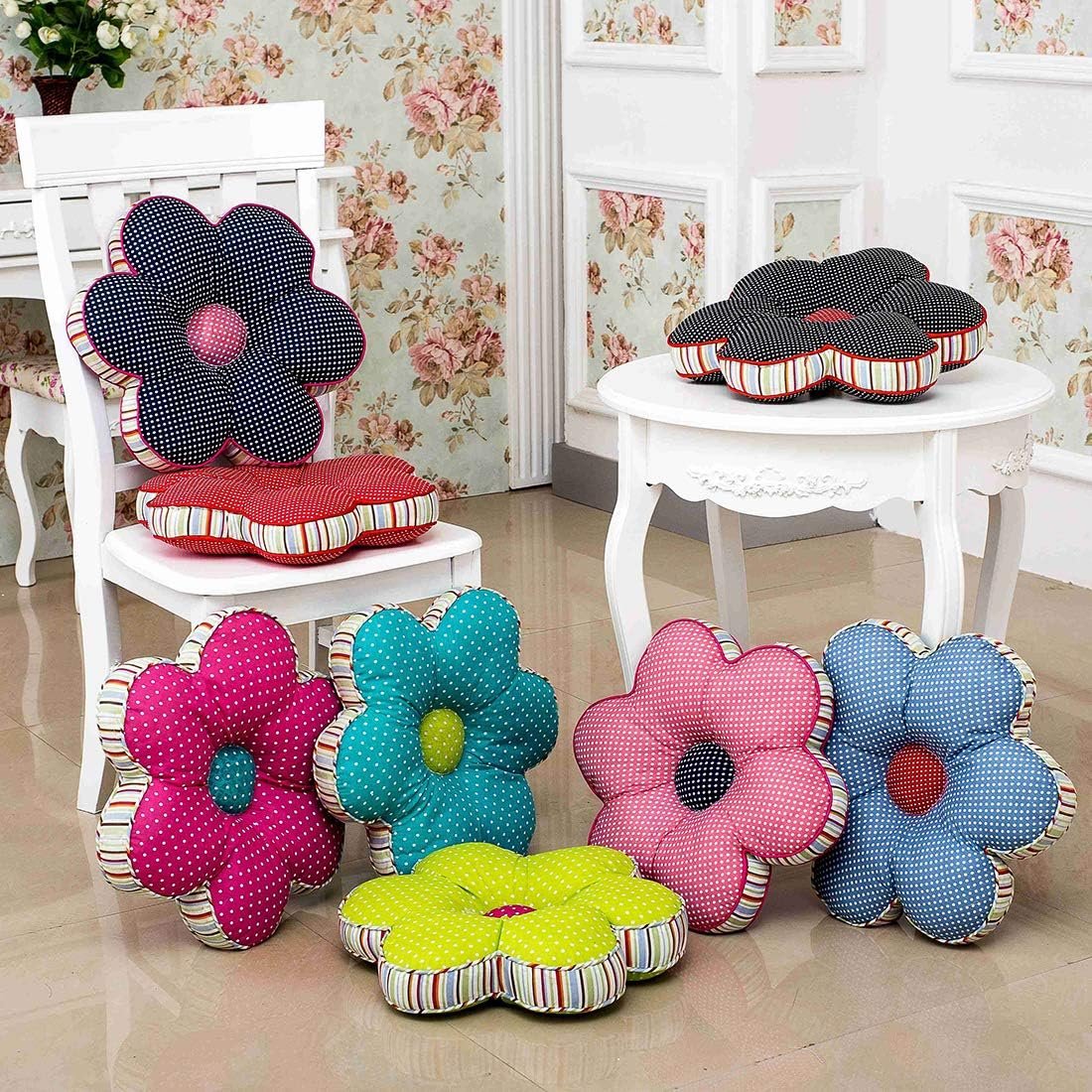 Floral polka dot chair cushion - Image 2
