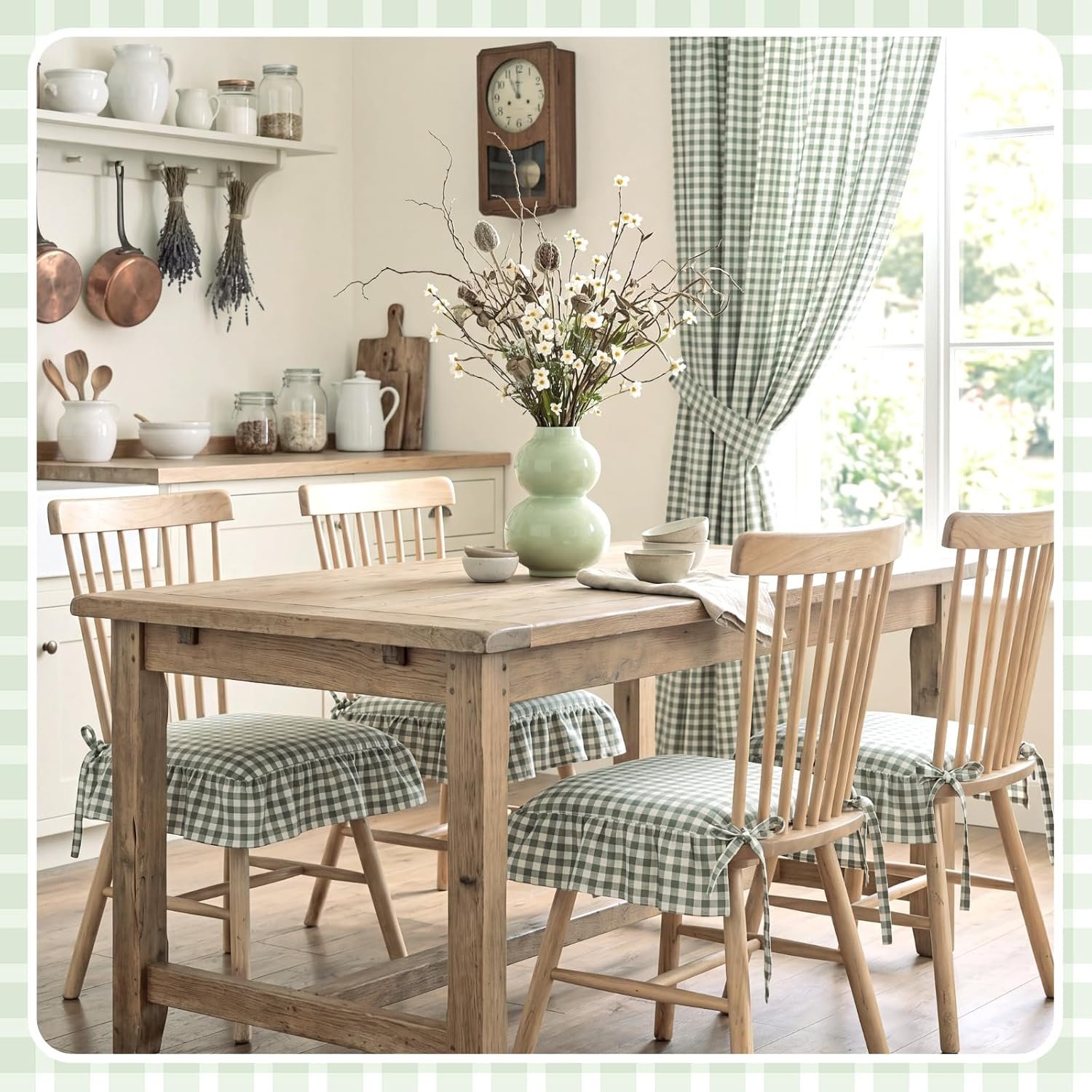 Ruffled chair cushions cotton seat pads with ties - Image 2