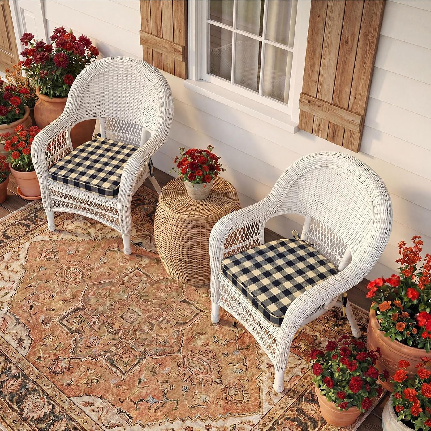 Checkered chair cushions non slip seat pads - Image 2