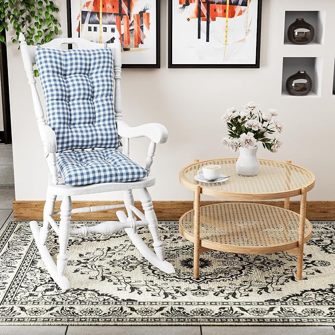 Rocking chair cushion non slip thick seat pad and back cushion