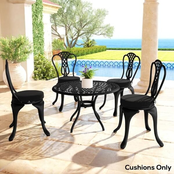 Outdoor bistro chair cushions washable round seat pads with ties