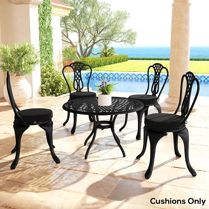 Outdoor bistro chair cushions washable round seat pads with ties